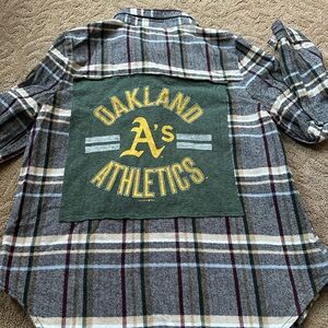 BKE Plaid Button Down Shirt 100%cotton flannel layer baseball shacket